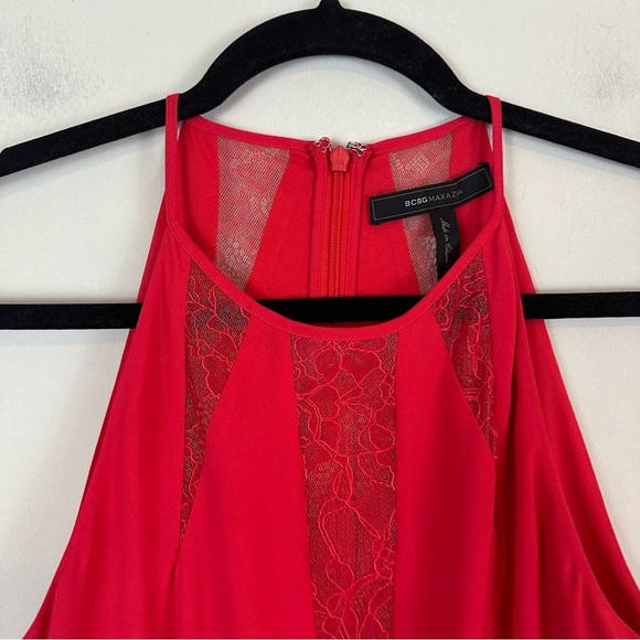 BCBG Maxazria | Cherry Red Lace Detailed Fit and Flare Mini Dress Size 0 - Picture 3 of 8